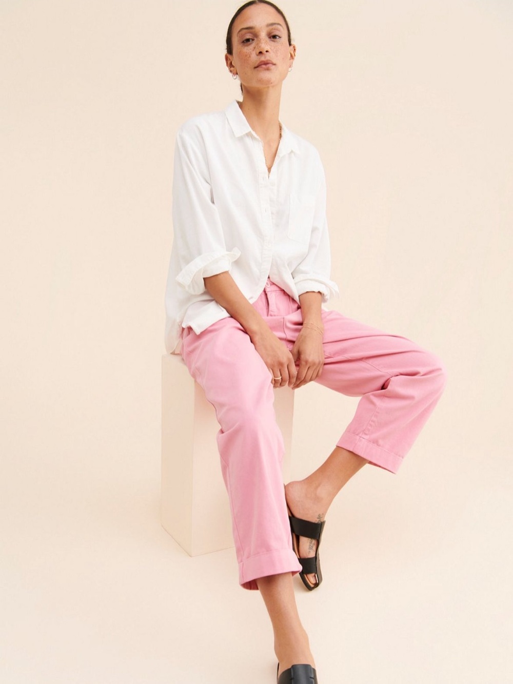 Anthropologie Pistola Kellin Pleated Chinos Trousers Pants in Pink Size 29